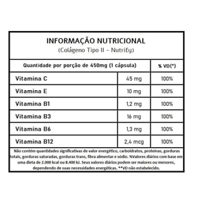 Colágeno Tipo 2 Puro Não Hidrolisado 40mg 60caps - Nutrify